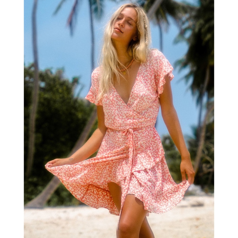 Billabong Floral Wrap & Roll Dress